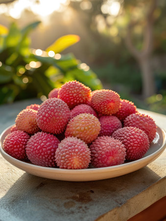 rough, reddish-pink shell concealing juicy, sweet inner flesh, Ai Generated.の素材