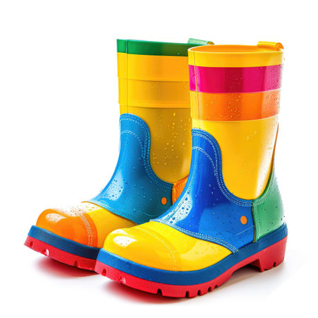 Isolated on white, vibrant pair promises dry adventures. Kid-approved fun, Ai Generated.の素材
