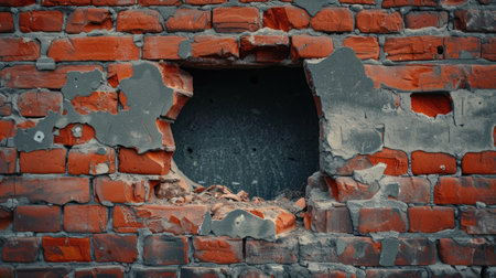 Mesmerizing image of a wall featuring a nested hole, an enigmatic visual puzzle, Ai Generated.の素材