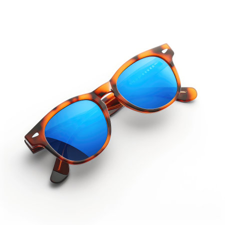 Classic retro sunglasses stand out against a crisp white background, exuding timeless style, Ai Generated.の素材