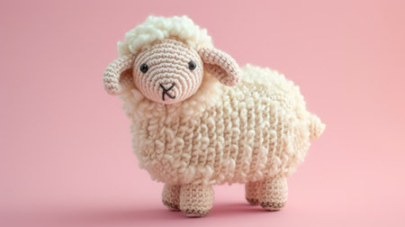 Vibrant handmade crochet sheep, perfect for kids and decor, Ai Generatedの素材