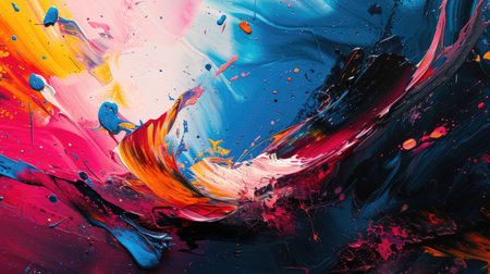 Vibrant paint swirls create an abstract, fluid composition bursting with creativity. Ai Generatedの素材