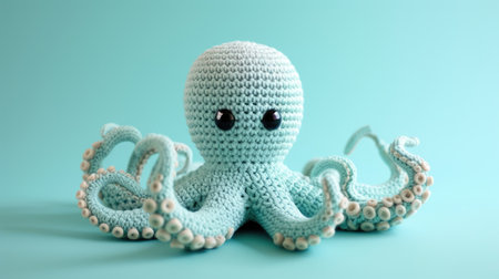 Vibrant handmade crochet octopus, perfect for kids and decor, Ai Generatedの素材