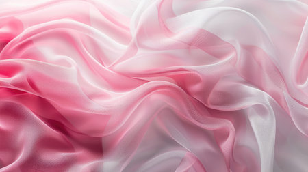 Abstract transparent fabric reveals a delicate interplay of white and rose-pink tones, Ai Generatedの素材