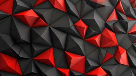Geometric precision meets intensity in a black and red backdrop, creating a modern visual experience, Ai Generated.の素材