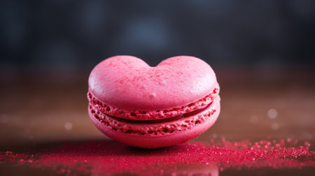 Heart-shaped macaroon in exquisite detail, perfect for indulgent moments, Ai Generated.の素材