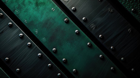 Black and green metallic elements meld, creating a sophisticated and industrial backdrop, Ai Generated.の素材