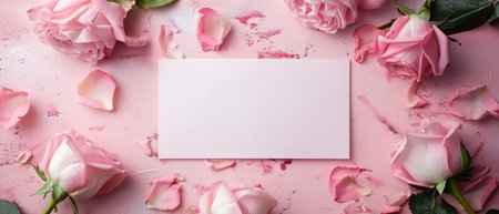 Elegant holiday card template perfect for Valentine's Day, weddings, or special celebrations, Ai Generated.の素材