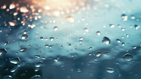 Ground-level view captures raindrops, forming water ripples a refreshing, cool summer ambiance. Ai Generatedの素材