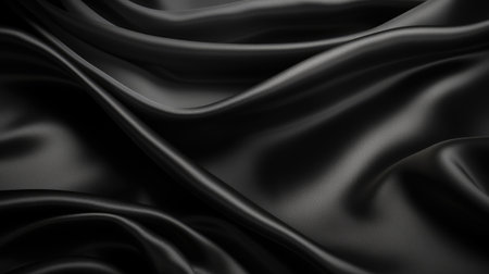 Close-up glimpse of the graceful movement and rich texture of dark satin fabric, showcasing its elegant allure. Ai Generated.の素材