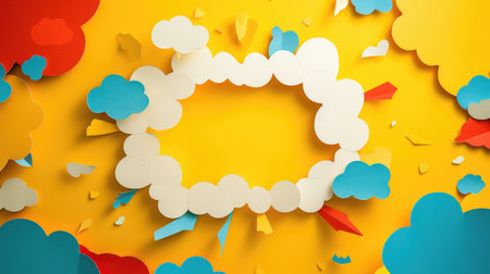 Crafted with care, a colorful speech bubble invites your text to shine. Ai Generated.の素材