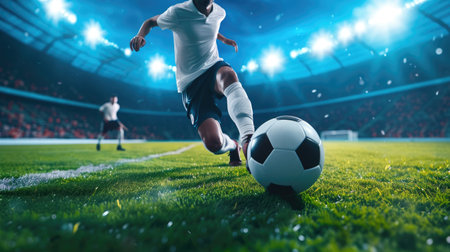 Soccer player in a stadium, embodying the thrill and intensity. Ai Generated.の素材