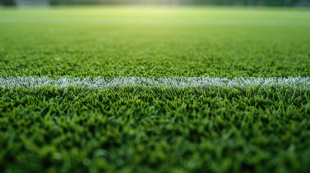 Ideal football field, fresh green grass enhances the sporting experience. Ai Generated.の素材