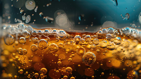 Mesmerizing bubbles dance in a close-up of a liquid-filled glass, Ai Generated.の素材