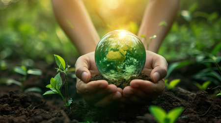 A green energy-powered light bulb symbolizes renewable brilliance, Ai Generated.の素材