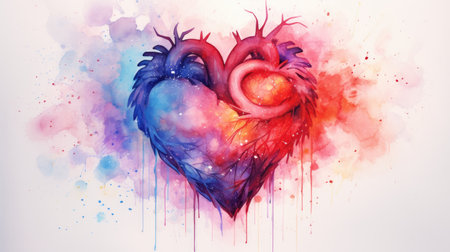 Expressing the intricacies of love and connection through a watercolor heart. Ai Generatedの素材