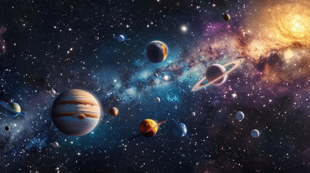 Explore the grandeur of the solar system's outer rim panorama. Ai Generatedの素材