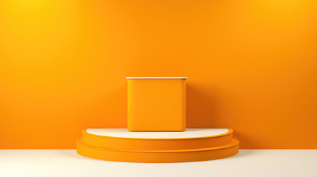 yellow podium amidst a monochromatic orange theme. Ai Generatedの素材