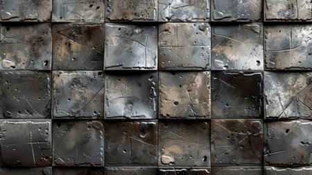 Contemporary chic with the gleam of tiled metal surface. Ai Generated.の素材