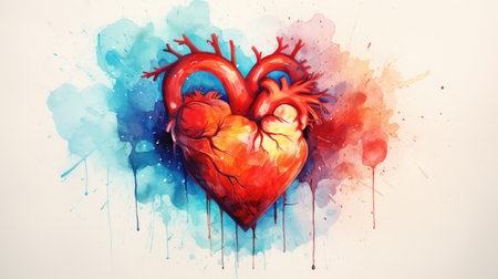 Expressing the intricacies of love and connection through a watercolor heart. Ai Generatedの素材