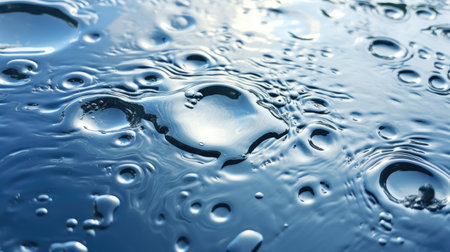 Ground-level view captures raindrops, forming water ripples a refreshing, cool summer ambiance. Ai Generatedの素材