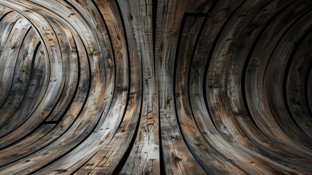 Serene beauty in the gentle curves of wooden background. Ai Generated.の素材