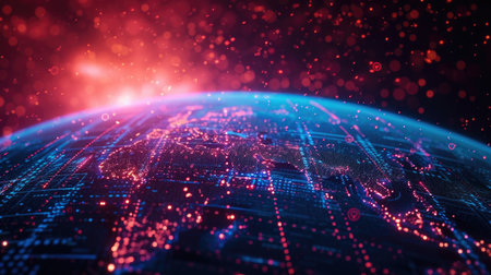 Explore the cyber realm of the metaverse with a digital world backdrop. Ai Generatedの素材