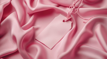 Pink dress embellished with a blank tag, a mockup ready to showcase brand information, a nod to modern style, Ai Generated.の素材