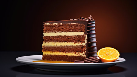 Picture-perfect food poster showcasing a tempting cake and its delicious slices. Ai Generatedの素材