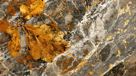 Detailed image capturing the unique texture of an autumn leaf. Ai Generatedの素材