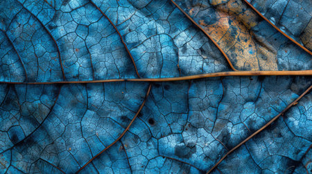 Detailed image capturing the unique texture of an autumn leaf. Ai Generatedの素材