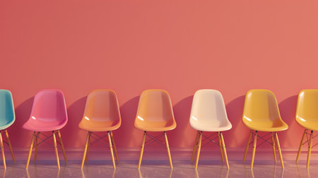 Amidst a row, one chair stands apart, embodying a distinct job prospect and leadership potential, Ai Generated.の素材