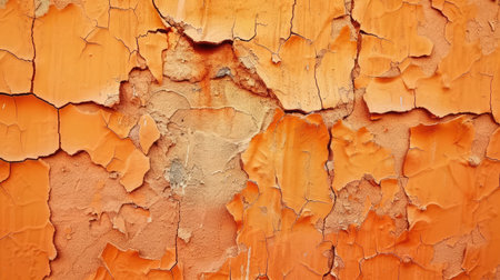 Rough and textured orange plaster facade wall creates a unique background. Ai Generatedの素材