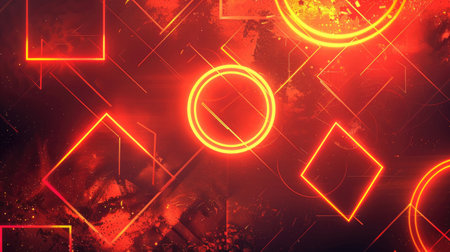 Neon accents adorn an abstract geometric background, Ai Generated.の素材