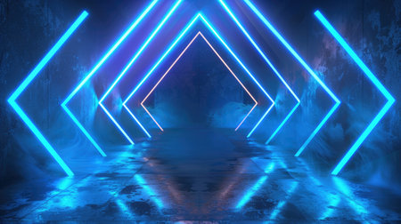 Neon accents adorn an abstract geometric background, Ai Generated.の素材