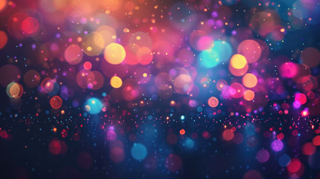 Enchanting scene filled with multicolor bokeh and a flurry of blurry lights. Ai Generatedの素材