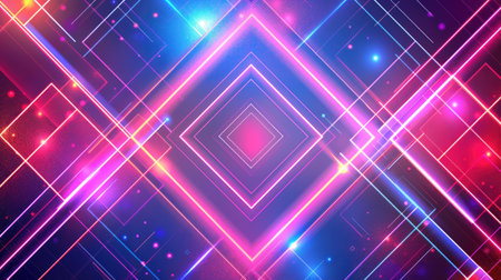 Neon accents adorn an abstract geometric background, Ai Generated.の素材