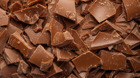 Indulge in the velvety texture of milk chocolate pieces, Ai Generated.の素材