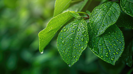 Lush green foliage in a summer garden, epitomizing the essence of nature's beauty. Ai Generatedの素材