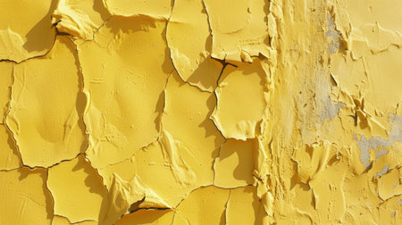 Rough and textured yellow plaster facade wall creates a unique background. Ai Generatedの素材