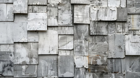 White washed old wood backdrop adorned with abstract wooden texture pieces. Ai Generatedの素材