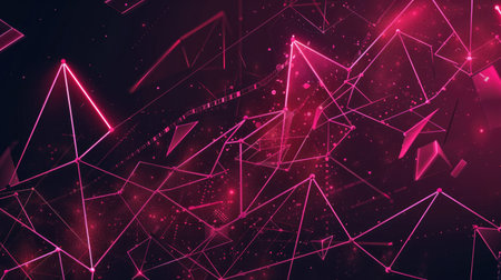 Neon accents adorn an abstract geometric background, Ai Generated.の素材