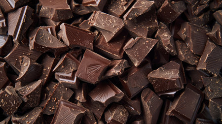 Indulge in the velvety texture of milk chocolate pieces, Ai Generated.の素材