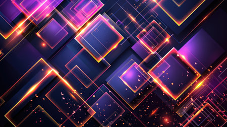 Neon accents adorn an abstract geometric background, Ai Generated.の素材