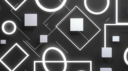 Neon accents adorn an abstract geometric background, Ai Generated.の素材