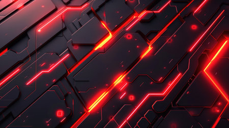 Neon accents adorn an abstract geometric background, Ai Generated.の素材