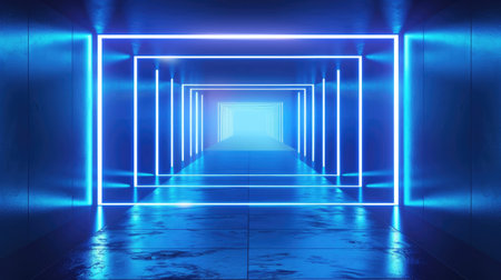 Neon accents adorn an abstract geometric background, Ai Generated.の素材