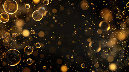 Experience the mesmerizing allure of bubbling gold liquid in an oil bubbles backdrop. Ai Generated.の素材