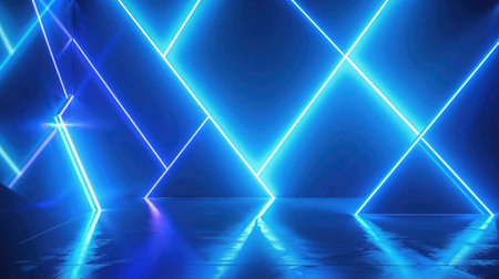 Neon accents adorn an abstract geometric background, Ai Generated.の素材