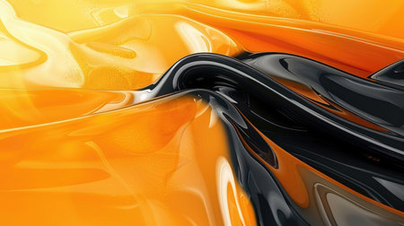 Immerse yourself in the modern elegance of an orange and black abstract wallpaper. Ai Generated.の素材